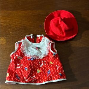 Stanley Red Patterned Doll Dress with Red Hat